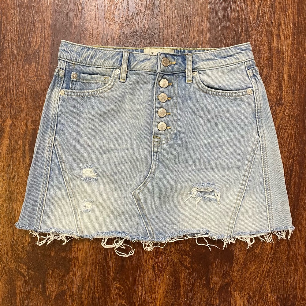 Ripped Denim Skirt